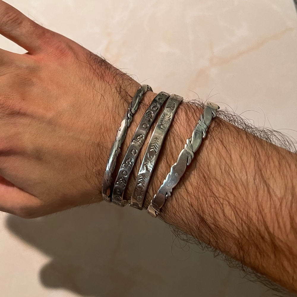 Vintage sterling silver Mexican bangles signed